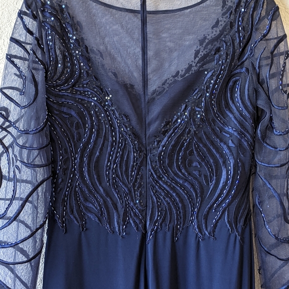 Basix black label navy embellished illusion gown - Picture 8 of 13